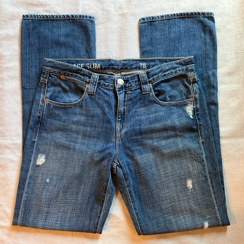 J Crew Women's Vintage Slim Jeans, Distressed, Antique Sanded, Sz 28